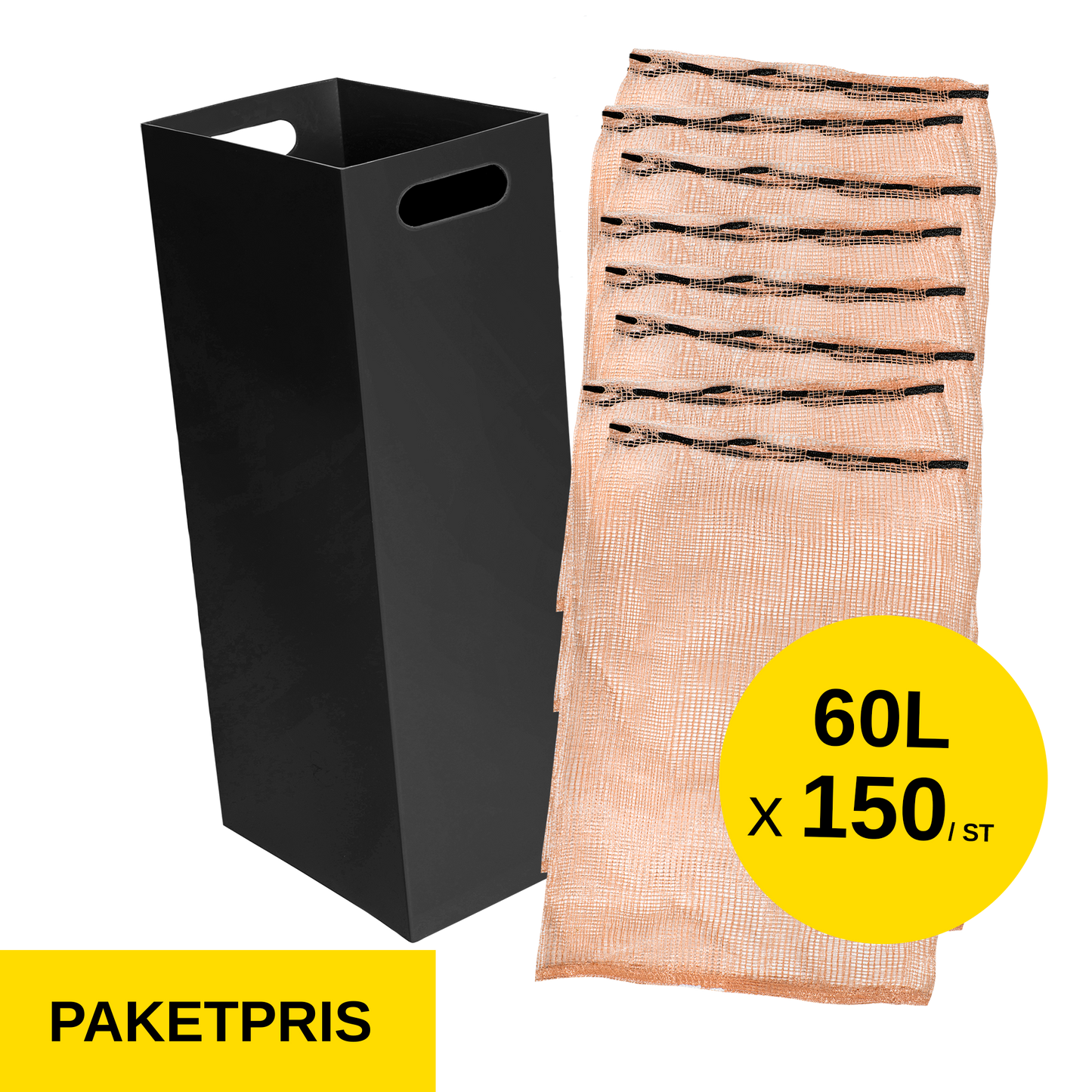 60L Säckkanal + 150st Vedsäckar